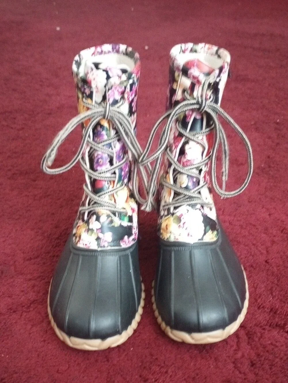 JANDS Girl's Youth Size 4 Floral Print Duck Boots